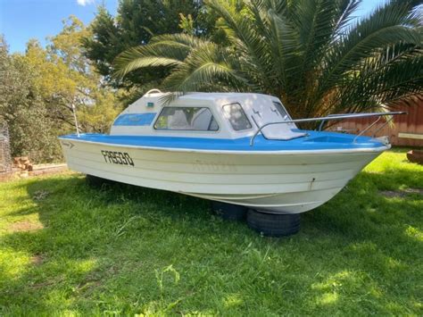 Fibreglass Half Cabin Boat Savage Pacific F Project Nsw Good Hull For