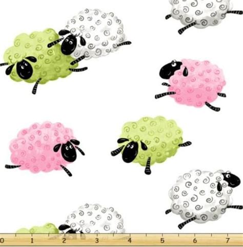 Susybee Lal The Lamb Leaping Sheep Whitepink Fabric Etsy Sheep
