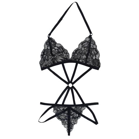 ceyhen sexy women s sexy lingerie floral lace sheer see through underwear bra panty set black