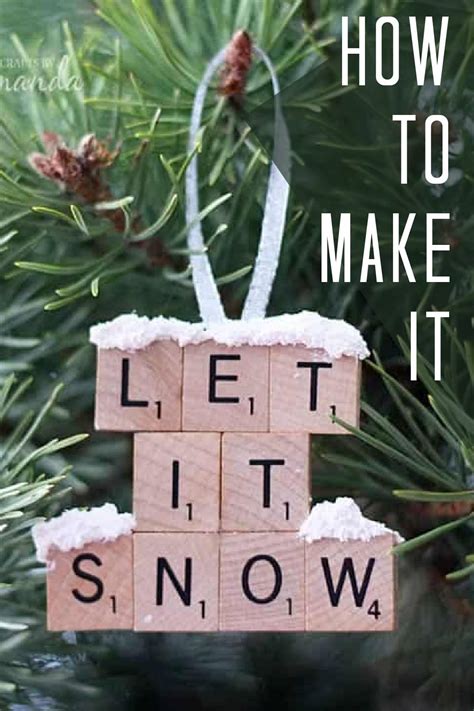 Scrabble Tile Ornament Let It Snow