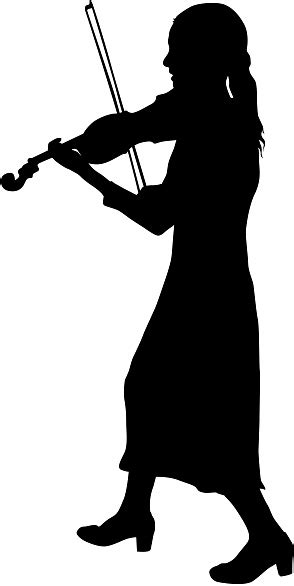 Silhouettes A Musician Violinist Playing The Violinon A White