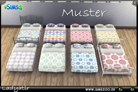 Blackys Sims 4 Zoo Double Bed Linen Sheets Patterned By Ladyatir