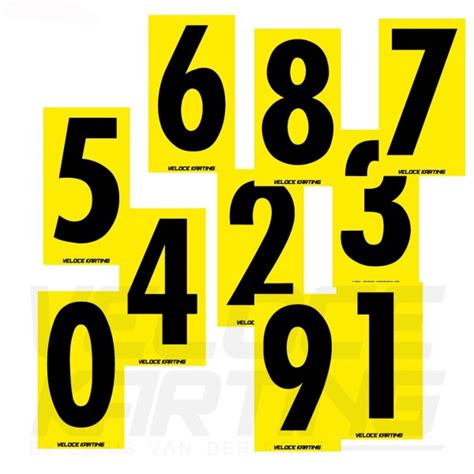 Yellow Number Stickers Square Veloce Karting Pdb Racing Team New