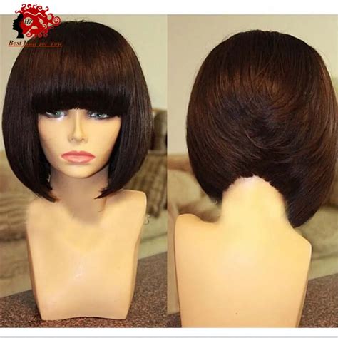 Unprocessed Glueless Virgin Brazilian Human Hair Short Lace Front Wigs