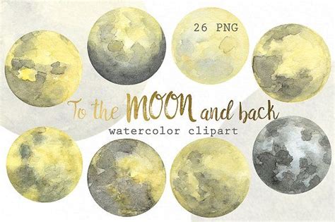 Watercolor Moon Phases Watercolor Moon Watercolor Illustration Design