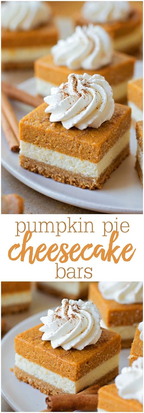 Skipping the crust and serving the no bake pumpkin cheesecake filling in shot glass or little parfait dishes will shave 4 smartpoints per serving. Pumpkin Cheesecake Bars | Lil' Luna