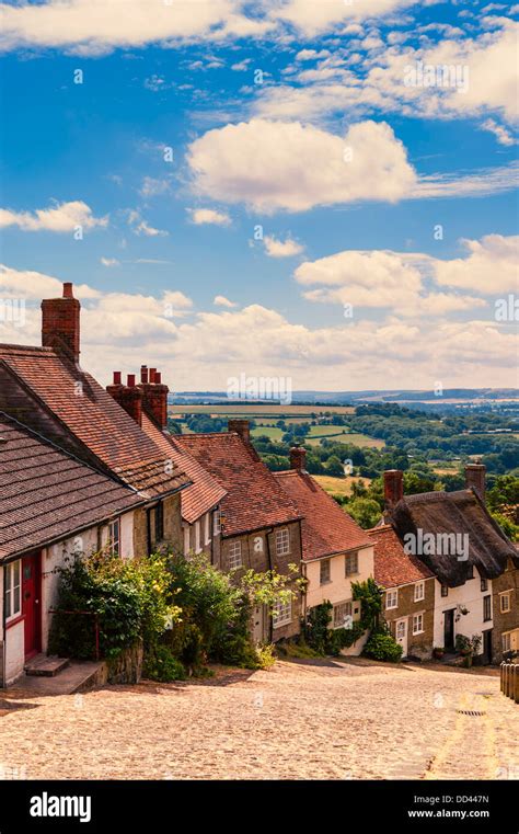 The Famous Gold Hill In Shaftesbury Dorset England Britain Uk