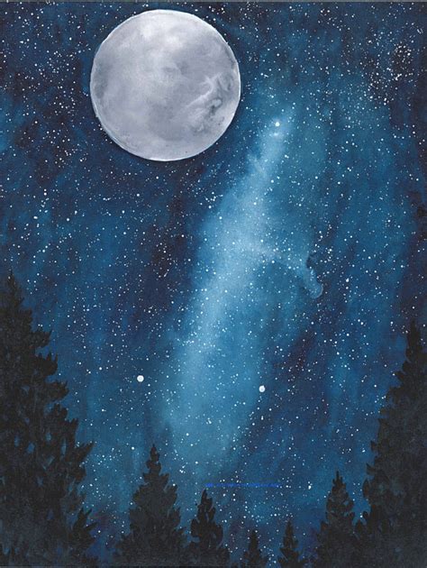 See more ideas about art, stars and moon, moon art. Moon Stars Watercolor Art Print 8x10 Home Decor Forest ...