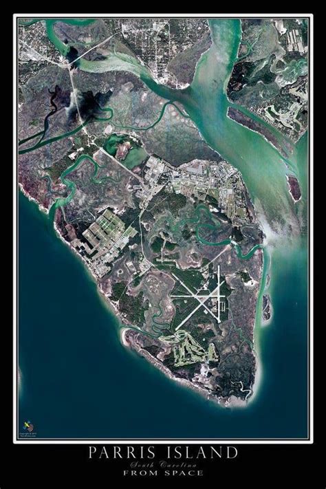 The Parris Island South Carolina Satellite Poster Map Etsy Parris