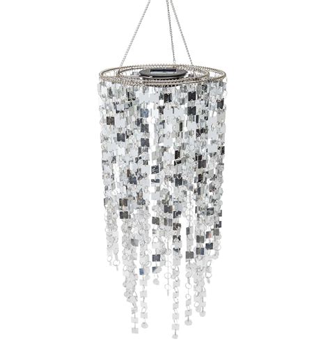 Silver Mirrored Outdoor Chandelier With Solar Lights Wind And Weather