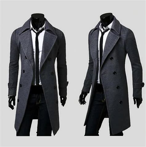 2016 new fashion brand mens wool warm winter coats long overcoat men double breasted trench coat