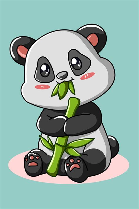 A Little Cute Panda Eating Bamboo Illustration 2156357 Vector Art At