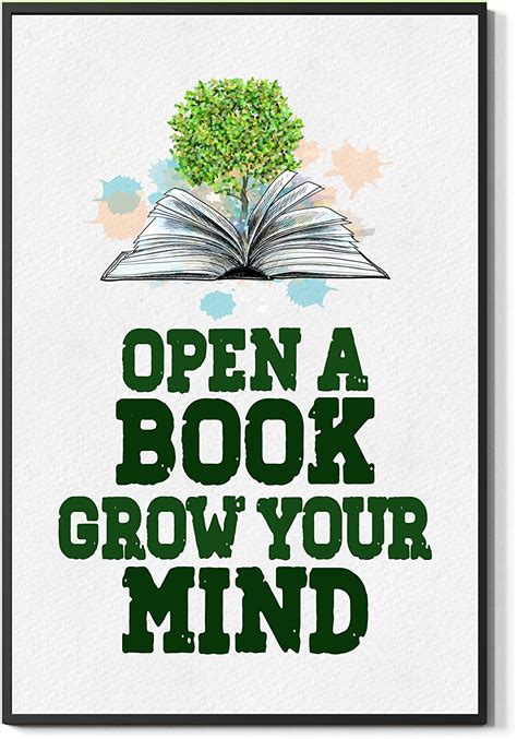 Fesogo Open A Book Grow Your Mind Wall Art Home Library