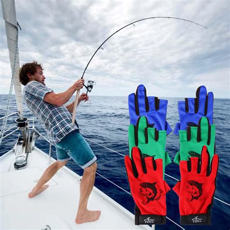 1pair Durable Anti Slip Fishing Gloves 3 Fingerless Soft And Breathable