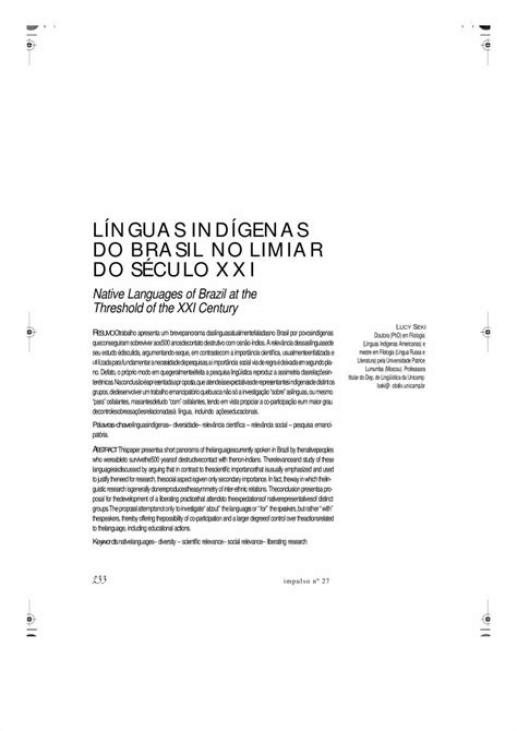 Pdf Linguas Indigenas Do Brasil No Limiar Do Século Xxi Dokumentips