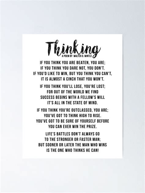 Thinking Powerful Motivational Poem Poster Poster By Knightsydesign