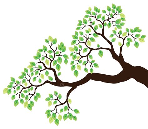 Tree Branch With Green Leaves 1 Draw Growing Environment Vector Draw