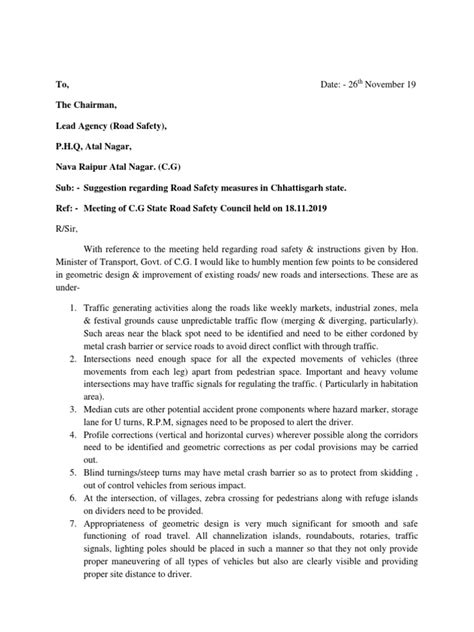 Letter Sample Commissioner Pdf Traffic Road