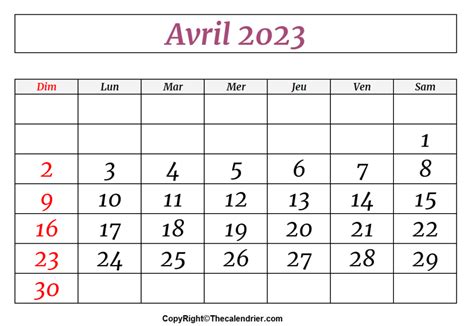 Avril 2023 Calendrier Imprimable Calendrier Gratuit Images