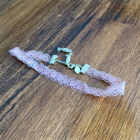 Express Jewelry Express Choker Necklace Lacy Mauve Pink Purple Lace