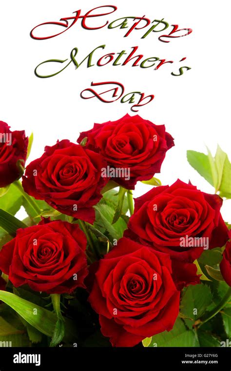 Happy Mothers Day Card With Red Roses Stock Photo Alamy