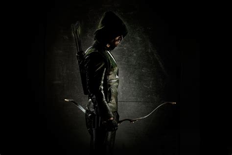 Man In Green And Black Leather Jacket Holding Bow Arrow Hd Wallpaper