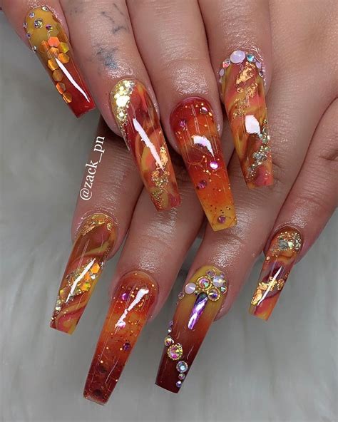 Fall Nails Acrylic Coffin Nails Designs Fall Nail Art Designs Fall