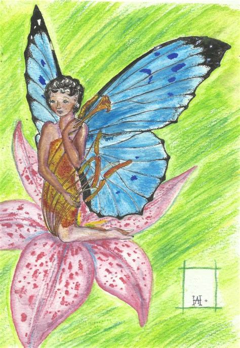Blue Butterfly Fairy Original Art Work Watercolour Handpainted Fairy