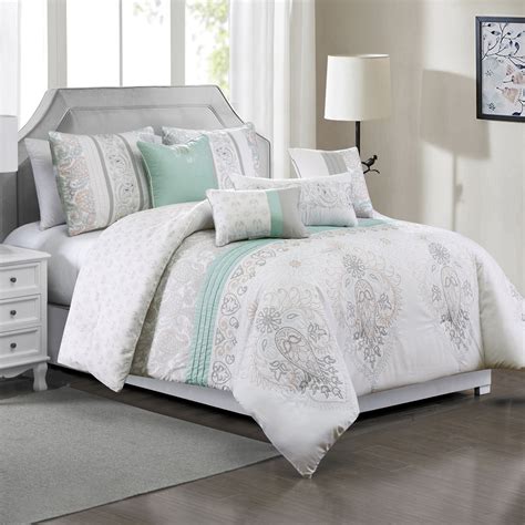 Hgmart Bedding Comforter Set Bed In A Bag 7 Piece Luxury Embroidery