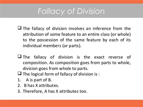 Fallacy Of Division Liberal Dictionary