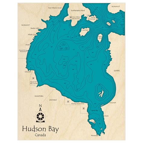 Hudson Bay 3d Custom Wood Map Lake Art Llc