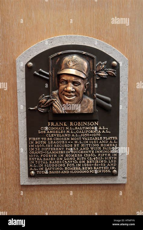 Memorial Plaque For Right Fielder Frank Robinson In The Hall Of Fame