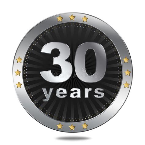 30 Years Anniversary Badge Silver Colour Stock Illustration