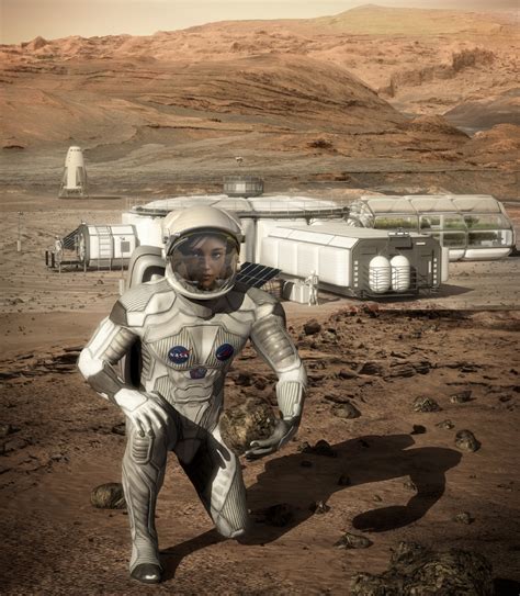 Female Astronaut In Front Of Mars Base By Bryan Versteeg Human Mars