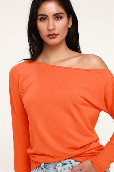 Travis Bright Orange Long Sleeve Sweater Top Casual Tops Casual Tops