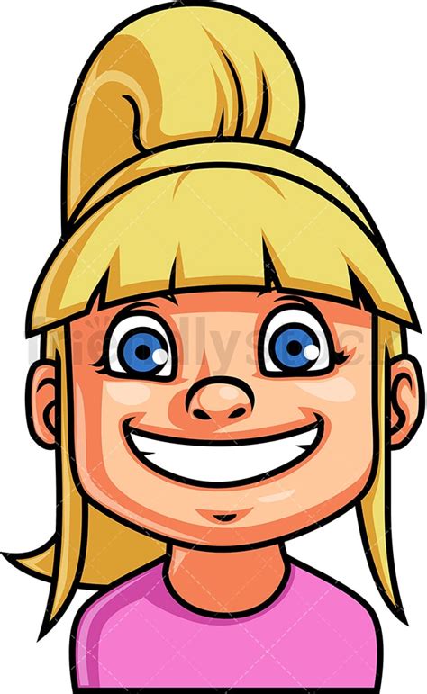 Little Girl Smiling Face Cartoon Vector Clipart Friendlystock