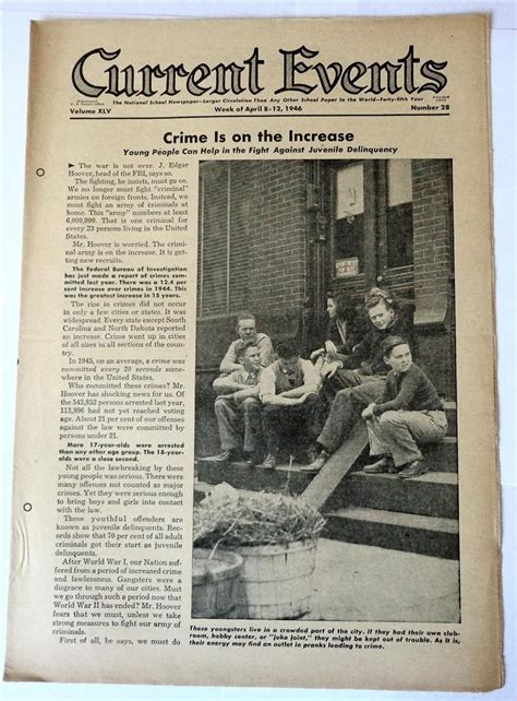Current Events Newspaper April 8 12 1946 Crime Is On The Increase