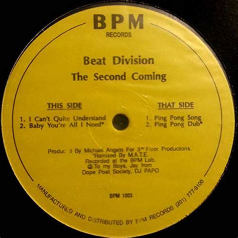 Beat Division The Second Coming Bpm Records Nj Bpm 1003 Amazon