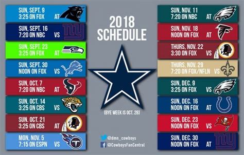 Printable Dallas Cowboys Schedule 2022 2023