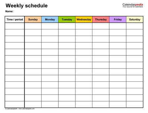 Create Your Color Coded Weekly Schedule | Get Your Calendar Printable