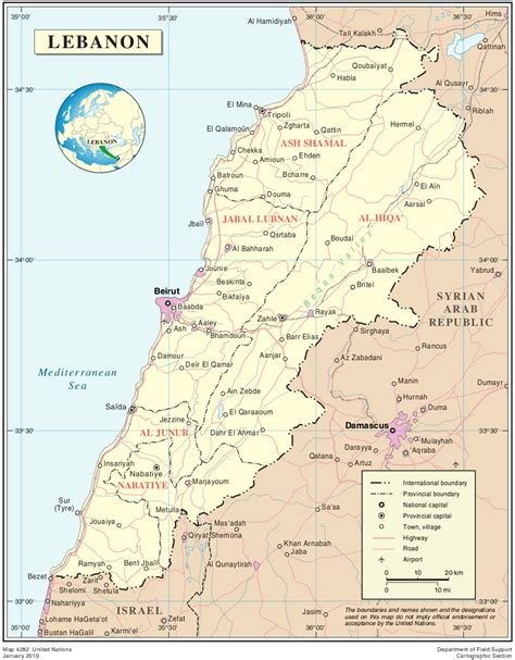 Landkarte Libanon Politische Karte Karten Und
