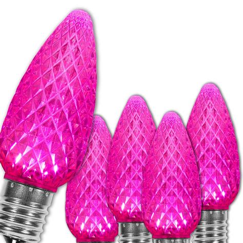 Wintergreen Lighting Opticore C9 Led Pink Faceted Christmas Light Bulbs