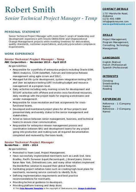 Technical Project Management Resume What Does A Technical Project