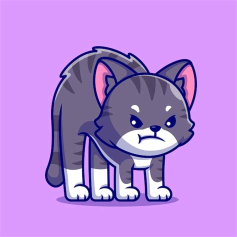 Premium Vector Cute Cat Angry Cartoon Icon Illustration