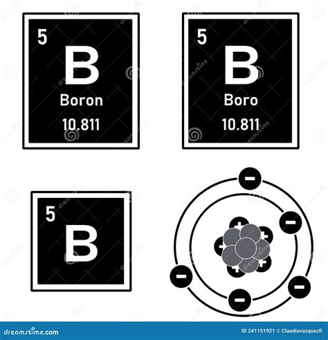 Boro De Elemento De La Tabla Periódica Con Atom Stock De Ilustración