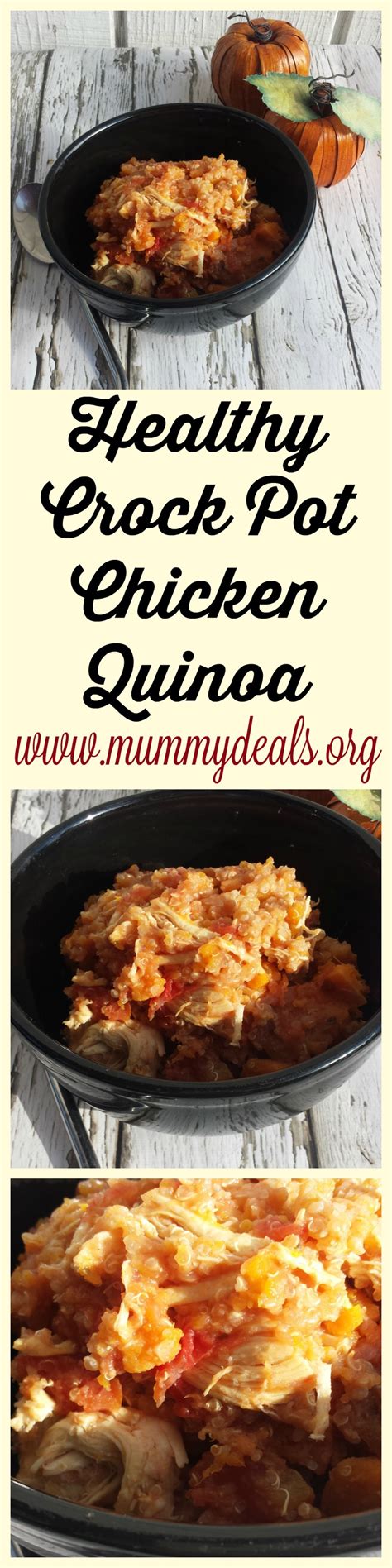 The long cooking times allow ingredients to really set the crock pot on low before bed to have a hearty breakfast waiting for you when the alarm goes off. Healthy Crock Pot Chicken Quinoa