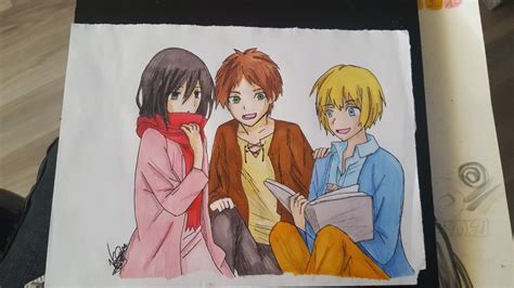 Attack on titan chapter 115 | subscribe! eren armin and mikasa drawing