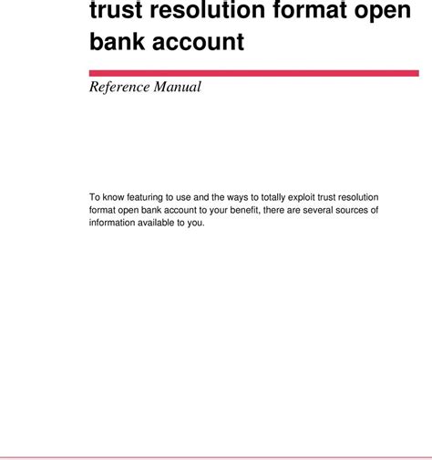 trust resolution format open bank account