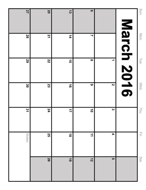 6 Best Images Of Free Printable Monthly Calendar Template 2016 March