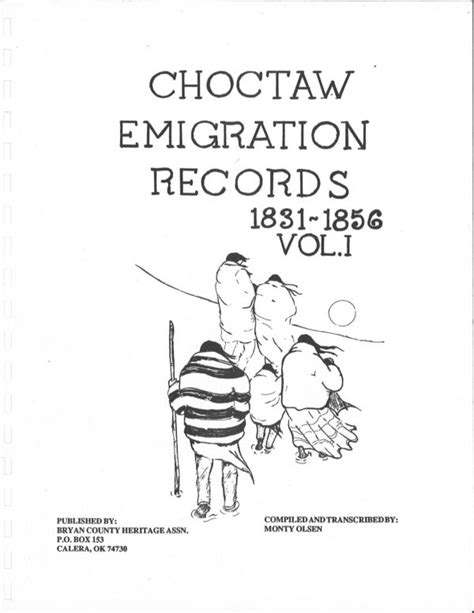 Choctaw Emigration Records Vol 1 Bryan County Genealogy Library